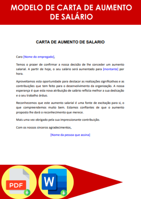 Modelo de Carta de Aumento de Salário » Formato Word