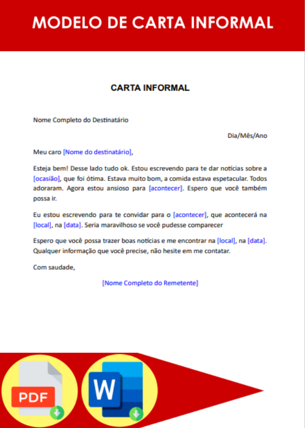 Modelo De Carta Informal Formato Word 7881