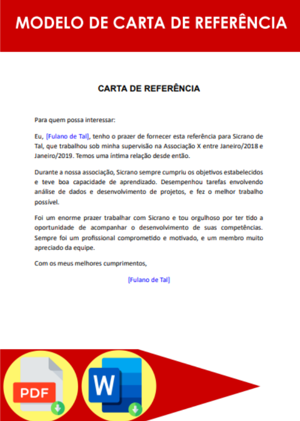 Modelo De Carta De Referência Formato Word 4265