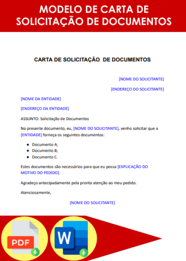 Modelo De Carta De Solicitação De Documentos Word 9483